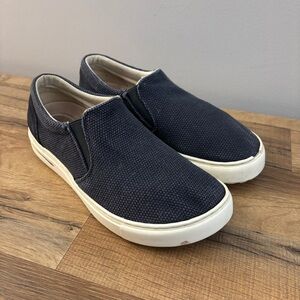 Birkenstock Oswego Canvas Suede Slip On Sneaker Shoe Dark Blue